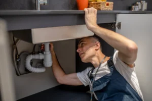 plumber-repair-experienced-attentive-middleaged-man-examining-bottom-kitchen-sink - POLBUD Grzegorz Kosiorek